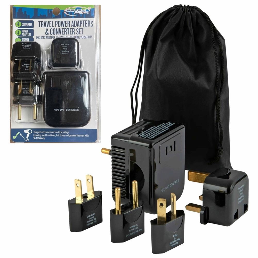 Trisonic International Voltage Converter Adapter with 4 Adapter Plugs, 1600W Travel Plug Adapter