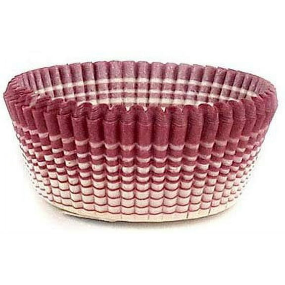 Novacart Round Glassine Paper Condiment Candy Party Cup 2" Bottom Diameter x 1.38" High, Burgundy-Striped Exterior - Box of 2000