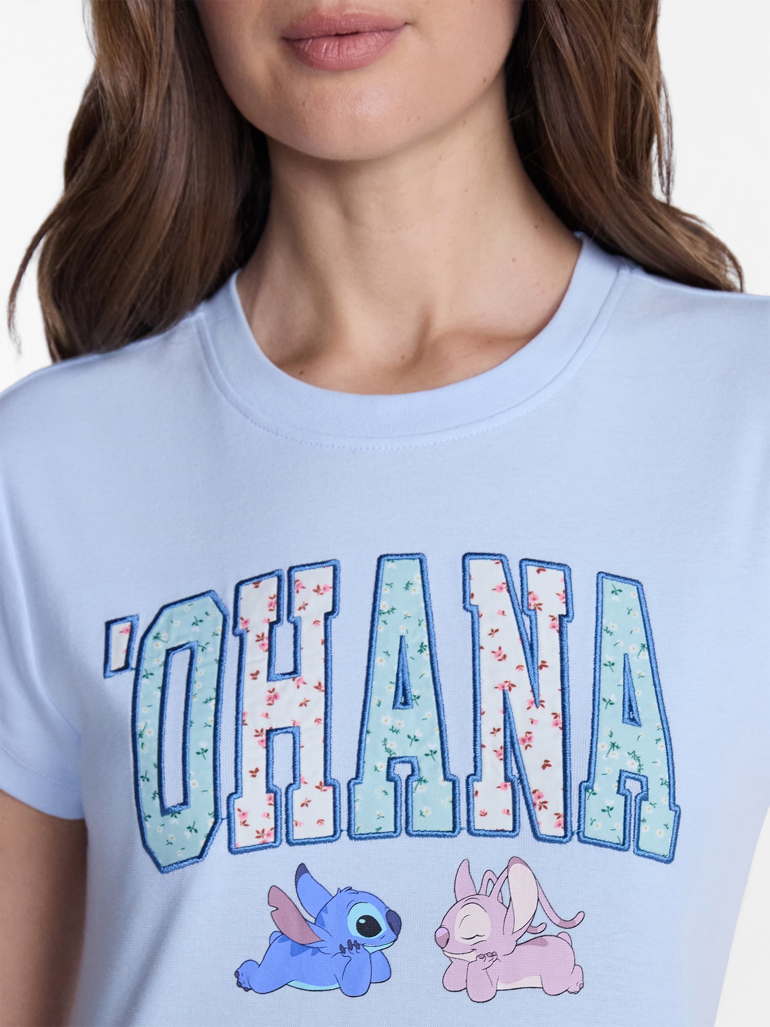 Disney Women’s Stitch and Angel Graphic Baby Tee, Sizes XXS-XXL