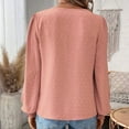 thumbnail image 2 of ZyeKqe Dressy Casual Tops for Women Lace V Neck Blouses Puff Long Sleeve Shirts Solid Color Cute Summer Top, 2 of 2