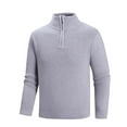 thumbnail image 2 of Dxzfnsa Knit Sweaters for Men Men's Casual Solid Color Quarter Zip Sweaters Lightweight Standing Collar Pullover Sweaters Fashion Knit Long Sleeve Sweaters, 2 of 6
