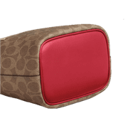 Coach Womens Logan Small Duffle Zip Crossbody Bag in Signature Canvas (Tan / Carnation)