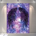 thumbnail image 1 of Tapiz para colgar en la pared con forma de galaxia con alas de ángel, color morado, 100 x 150 cm, 1 of 1