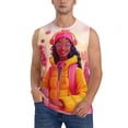 thumbnail image 2 of Picia Digital Nomad Pink Landscape mens Cotton Tank Undershirts , Moisture-wicking Ribbed Tanks, Lightweight Cotton Tank Undershirts-Medium, 2 of 8