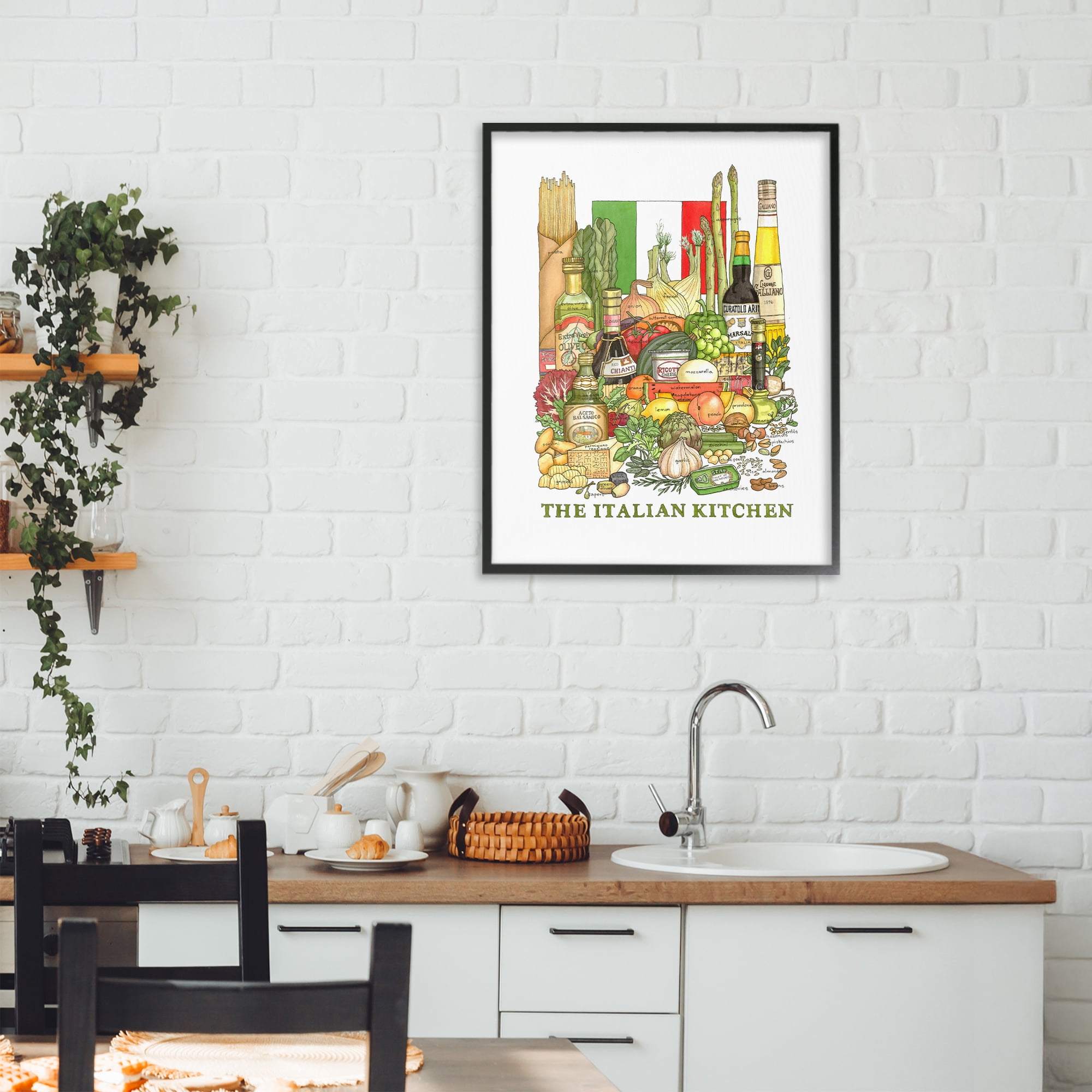 Stupell Industries Italian Kitchen and Food Black Framed Giclee Art, design by Nancy Overton