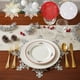 thumbnail image 1 of Manteles de Copo de Nieve Redondos de PVC lavable de 15 pulgadas | Dorado, rojo, plata | Mantilla de mesa resistente al calor y a las manchas | Diseño floral fácil de limpiar y hueco | Decoración de, 1 of 6