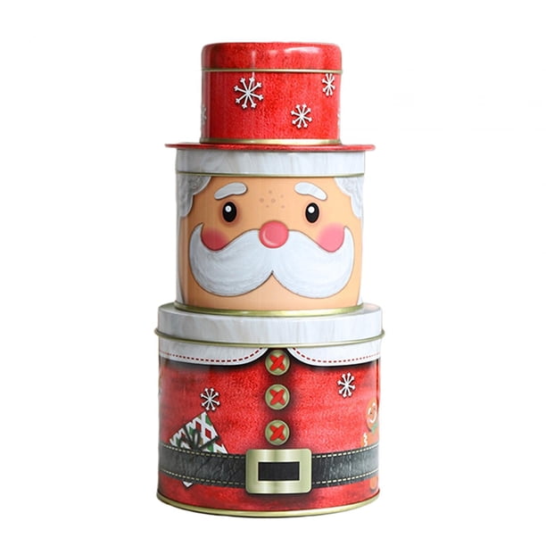 Caja de dulces de Navidad, cajas de hojalata anidadas, Cajas de Regalo navideñas bonitas, caja de regalo de Navidad de tres capas para suministros de Papá Noel grande mayimx Cajas de dulces
