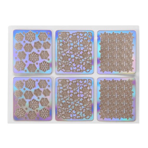 Mialoley 24 Feuilles d'Art de l'Ongle Creux Modèle Autocollants Réutilisables Moule à Pochoir Estampage