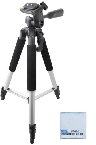 57' Inch Pro Series Aluminum Camera Tripod For Canon, Nikon, Sony, Samsung, Olympus & Pentax Cameras + eCostConnection Microfiber Cloth