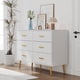 thumbnail image 5 of Historyli Cómoda de 6 cajones para dormitorio con tiradores dorados, moderna cómoda de madera con cajones anchos, cómoda larga para sala de estar, pasillo o entrada, color blanco., 5 of 7