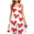 thumbnail image 2 of Viikei Womens Dresses for Wedding Guest,Plus Size Summer Maxi Dress for Women,Valentine's Day Women Casual Plus-size Sleeveless Crew Neck Print Short Dress White S, 2 of 5