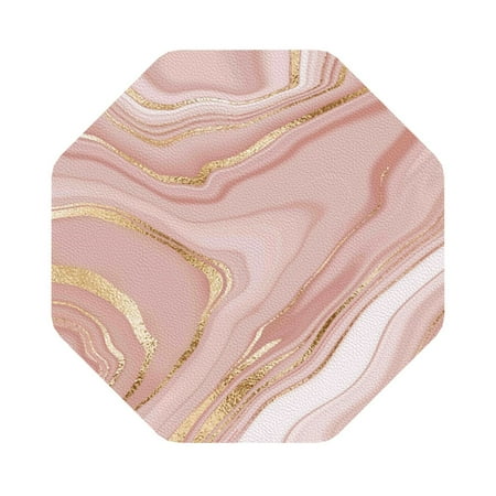 

Coaee Rose Gold Glitter Splatter Print Leather Coasters Set of 6 Non-Slip Washable Cup Coasters for Home Office Bar Octagon