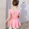 thumbnail image 7 of ‌LYMAYTER Girls Toddler Ballerina Leotard Tutu Skirt Short Sleeve Criss-Cross Back Party Wear‌ 3Y-11Y, 7 of 7