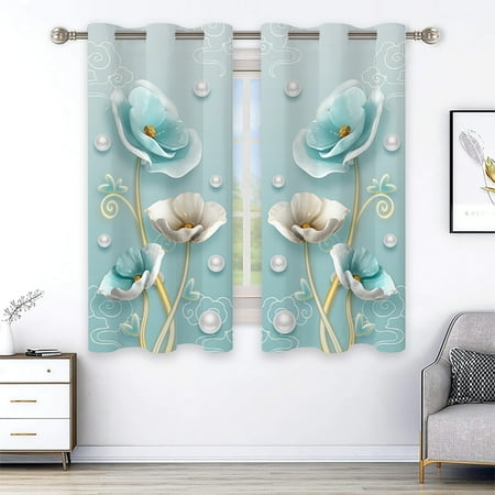 

2pcs Floral Pattern Curtain For Living Room Bedroom Bathroom
