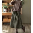 thumbnail image 2 of Women Plaid Skirt with Pockets Midi Length Vintage A Line Skirts (Green L), 2 of 6