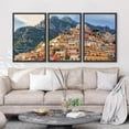 thumbnail image 3 of PixonSign Framed Canvas Print Wall Art Set Mountain Range Italy Lake Cuomo City Urban Architecture Photography Realism Scenic Landscape Decorative Colorful Multicolor for Bedroom - 24"x36"x3 Black, 3 of 5