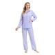 thumbnail image 4 of Apparonia Conjuntos de Pijama para Mujer Ropa de Dormir de Algodón Camisa de Manga Larga con Botones Al Frente y Pantalón Ropa de Dormir Cuello con Solapa Pjs Conjuntos de Descanso Elegante Morado S, 4 of 7