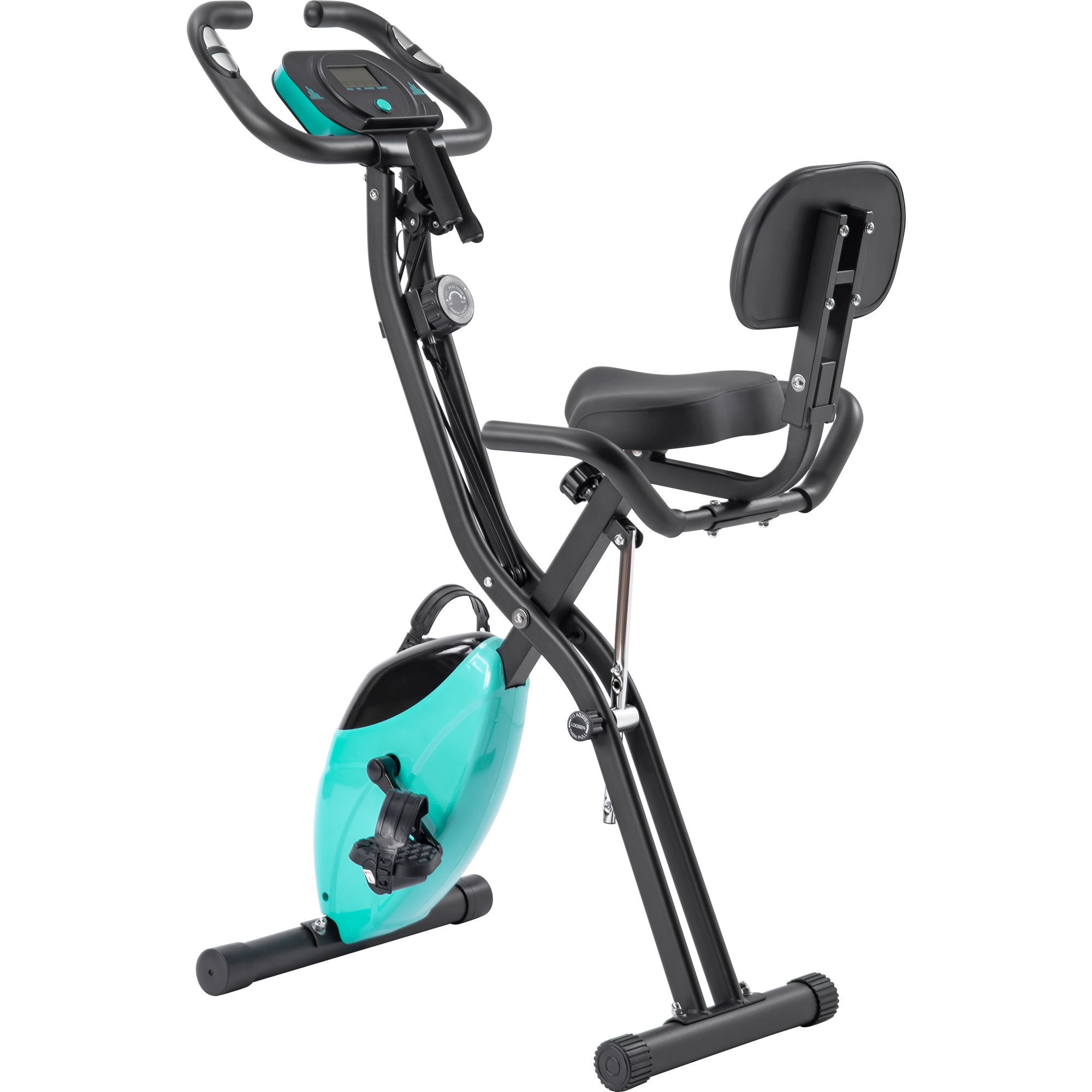 Jopath Folding Exercise Bike, Fitness Upright And Recumbent X-Bike With 16-Level Adjustable Resistance, Arm Bands And Backrest Maximum Weight 350lbs