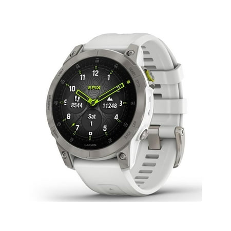 Garmin epix Gen 2, Premium active smartwatch, Health and wellness features, touchscreen AMOLED display, adventure watch with advanced features, white titanium