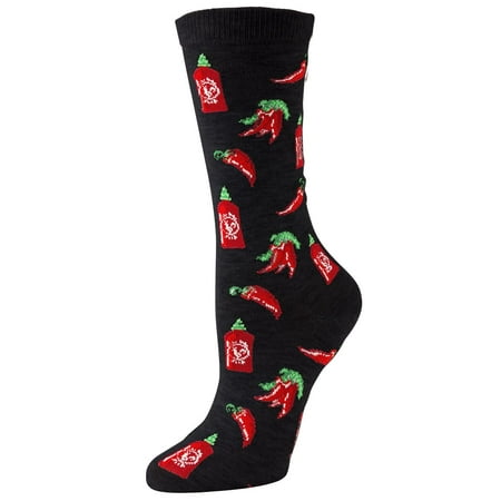 

MeMoi Hot Sriracha Bamboo Blend Crew Socks Black 9-11