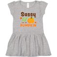 thumbnail image 3 of Inktastic Thanksgiving Sassy Lil Pumpkin with Fall Leaves Girls Toddler Dress, 3 of 5