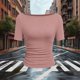 thumbnail image 4 of Tops Casuales sin Mangas para Mujeres Camiseta de Moda Blusa Elasticidad Suelta Cuello Redondo Tops de Color Sólido para Mujeres, 4 of 5