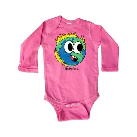 

Inktastic This is Fine with Earth on Fire Gift Baby Boy or Baby Girl Long Sleeve Bodysuit