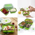 thumbnail image 6 of Set of 4 Collapsible Foldable Silicone Food Storage Container With BPA Free, Leftover Meal Box With Airtight Plastic Lids For Kitchen (Green), 6 of 6