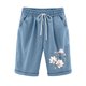 thumbnail image 1 of Pantalones Cortos de Verano para las Mujeres de Cintura Alta Estampado Elástico Cordón de Cintura, Casual Bolsillos Pantalones de Pijama, 1 of 2