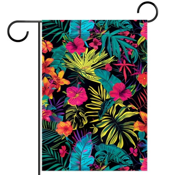 Jungle Aesthetic Hawaiian Pattern Double Sided Garden Flag Decorative Weather Resistant Yard Flag, Large DIY Vertical Flag for Farmhouse Patio Lawn, 28x40 Inch