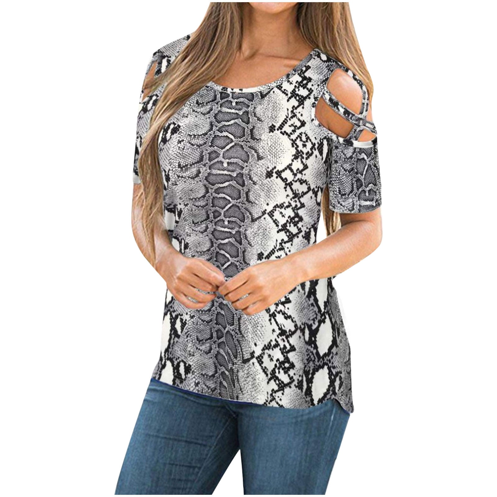 Womens Lace Cold Shoulder Short Sleeves Ladies Tops Blouse Shirt Tunic Tee UK 