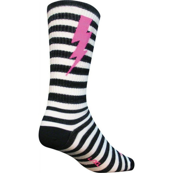 SockGuy Wool Lightning Socks 8 inch Black White Large X-Large TurboWool