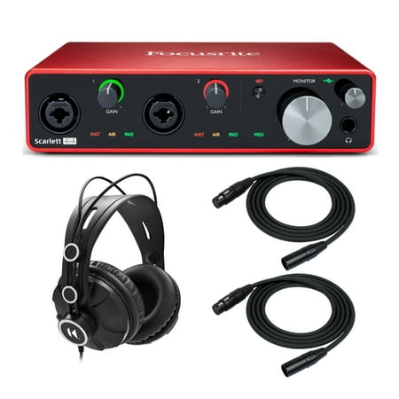 Focusrite Scarlett 4i4 3rd Gen 4x4 USB Audio Interface + Headphones & XLR Cables