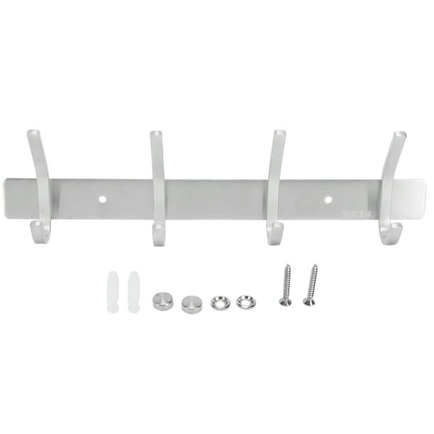 Gancho de acero inoxidable cepillado para colgar en la pared, estilo simple, con 4 ganchos para el baño del hogar.