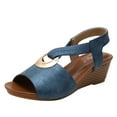 thumbnail image 1 of eczipvz Sandales à Plateforme pour Femmes, Bout Ouvert, Bride Cheville, Plates, Bleues, 1 of 5