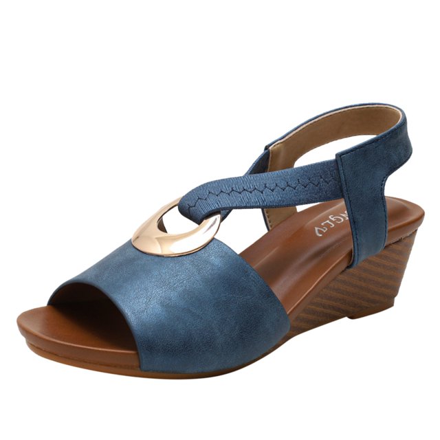eczipvz Sandales à Plateforme pour Femmes, Bout Ouvert, Bride Cheville, Plates, Bleues