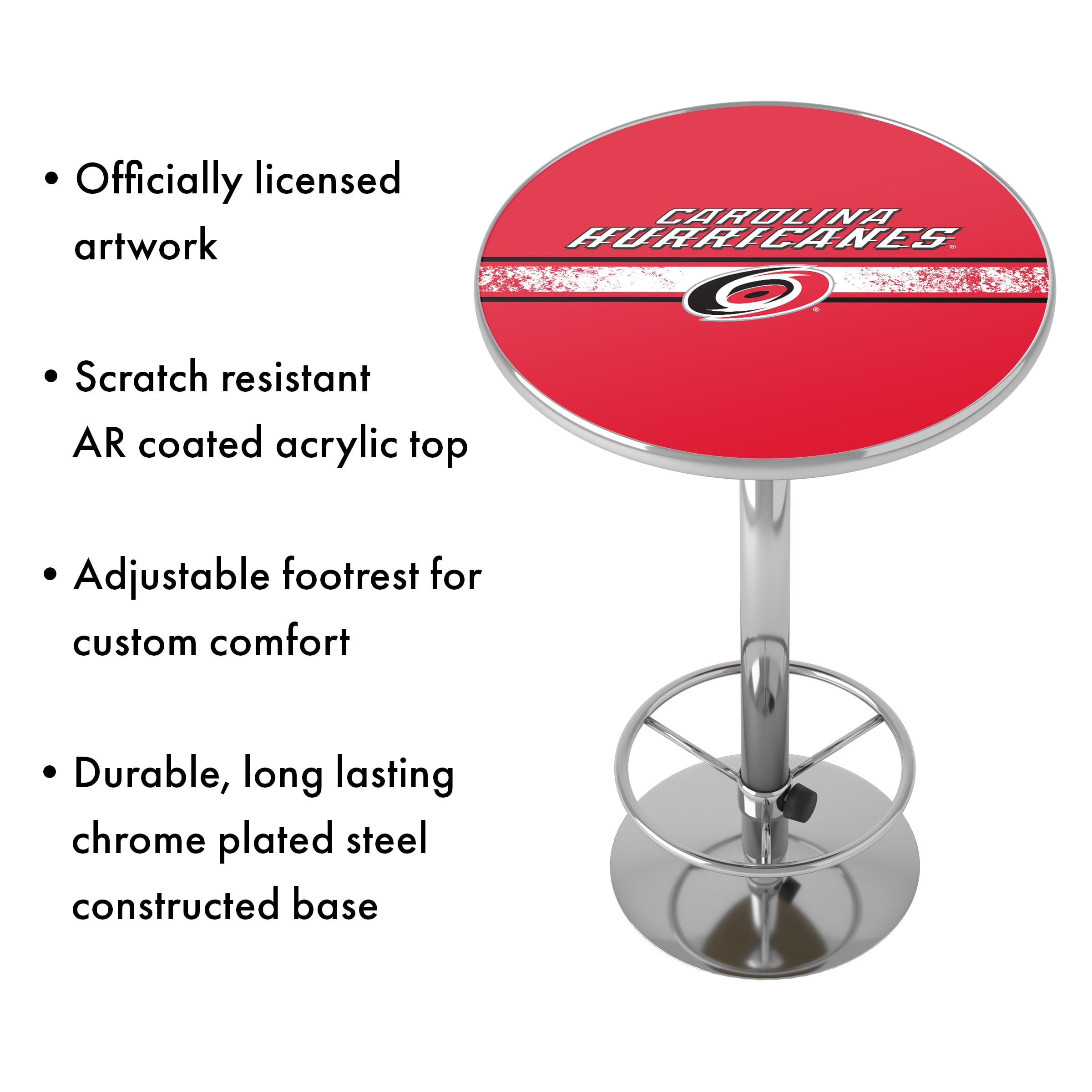 Carolina Hurricanes Logo Bar Table with Adjustable Footrest and Acrylic Top