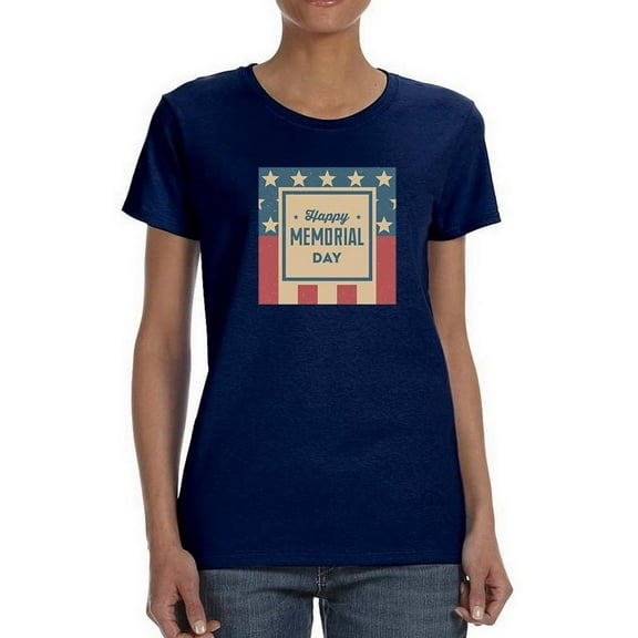Happy Memorial Day Retro Shaped T-Shirt Women -Image by Shutterstock, Female XX-Large
