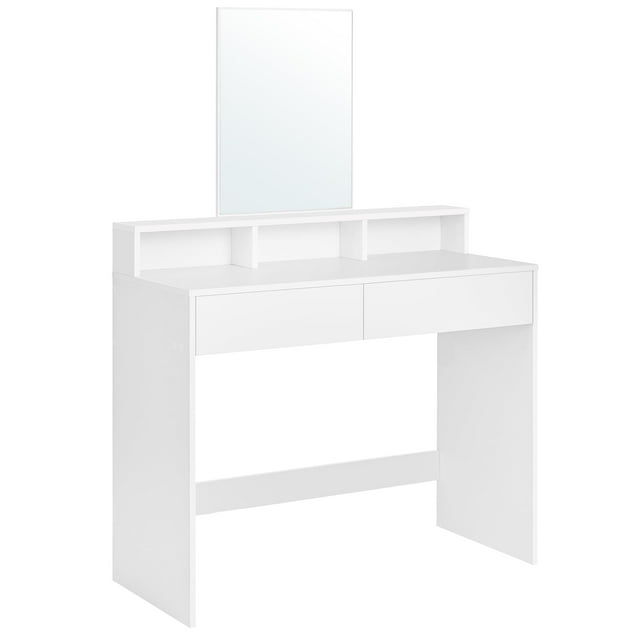 VASAGLE Coiffeuse avec Grand Miroir, Coiffeuse, Table de Maquillage avec 2 Tiroirs et 3 Compartiments, Bureau de Maquillage, Moderne