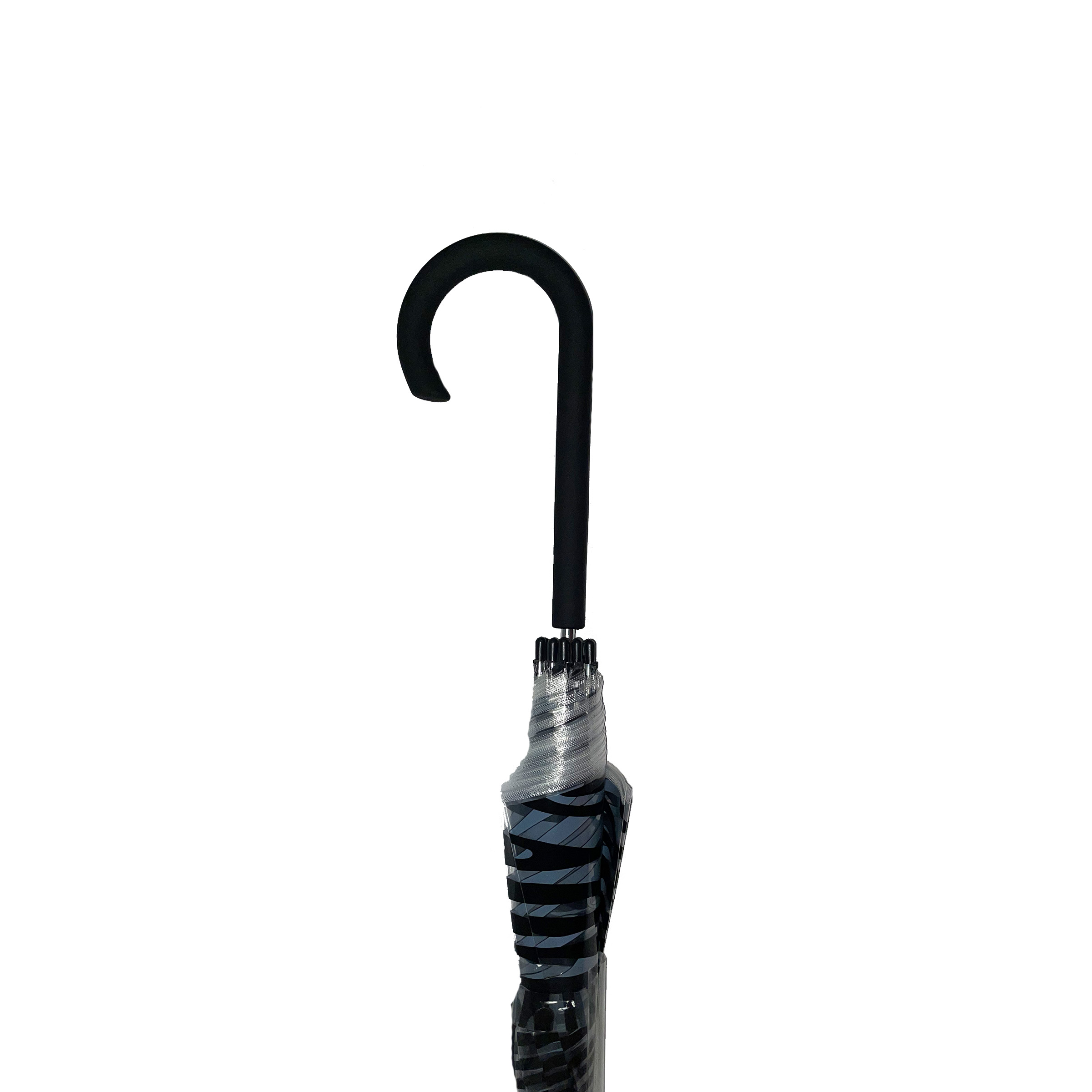 The Weather Station, 46in Clear Stick Rain Umbrella, Automatic Open, Clear Canopy with Prints