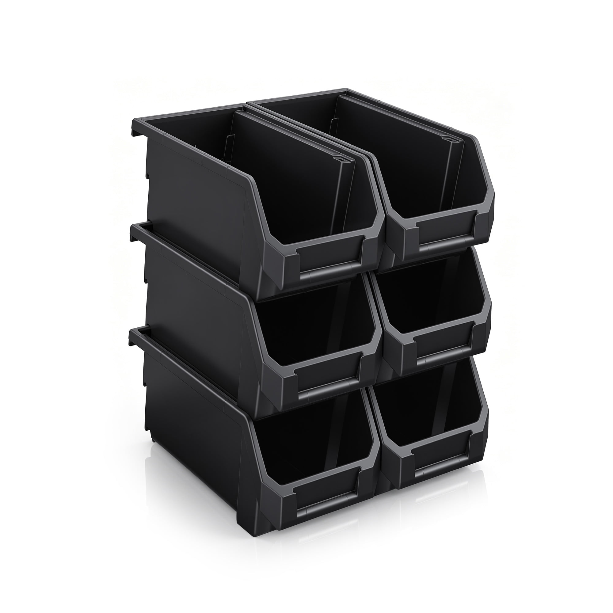Sorbus Medium Open Front Stackable Pantry Storage Bins, 6-Pack, Black