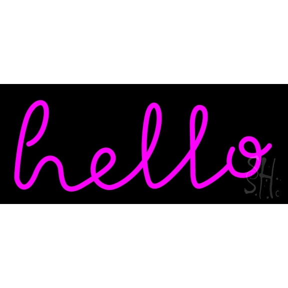 Pink Hello LED Neon Sign 10 x 24 - inches, Black Square Cut Acrylic Backing, with Dimmer - Bright and Premium built indoor LED Neon Sign for restaurant window and interior decor.