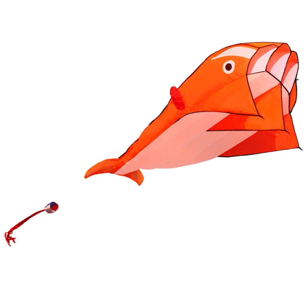 LeeQinersw Large Orange Dolphin Parafoil Kite 47 Inches Wide Perfect for Beach Park Outdoor