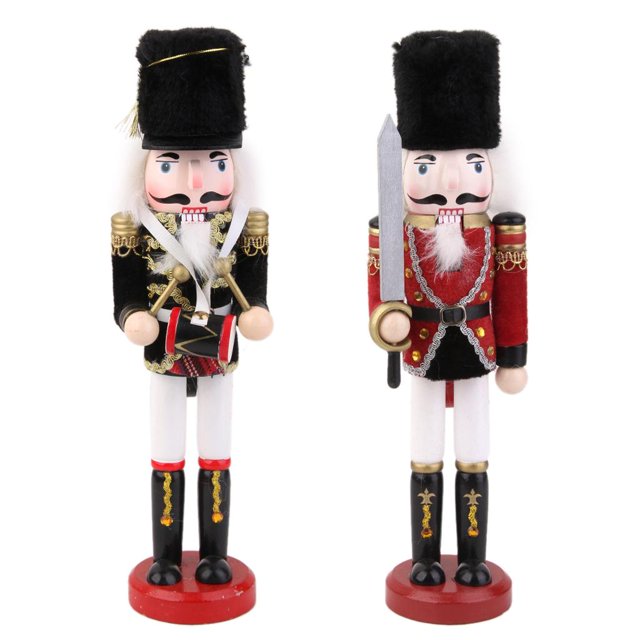 Paquete de 2 Piezas 30 Cm de Pintado Cascanueces Estatua Adorno Navideño Coleccionables CUTICAT Cascanueces de madera pintados a mano