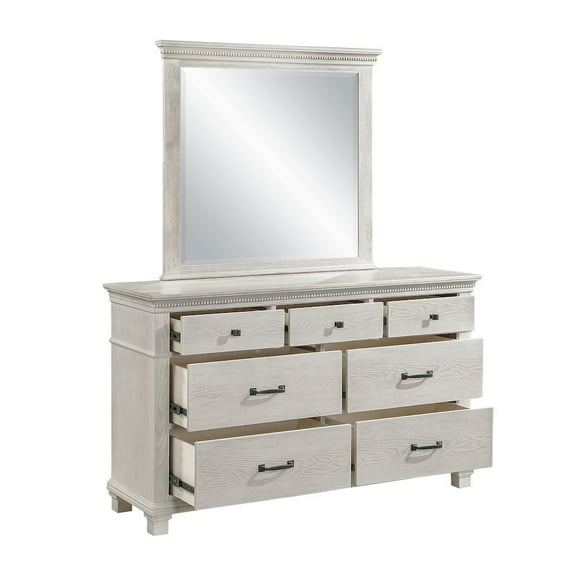 New Classic Furniture Silver Sands 2-Piece Wood Dresser and Mirror Set in Gray