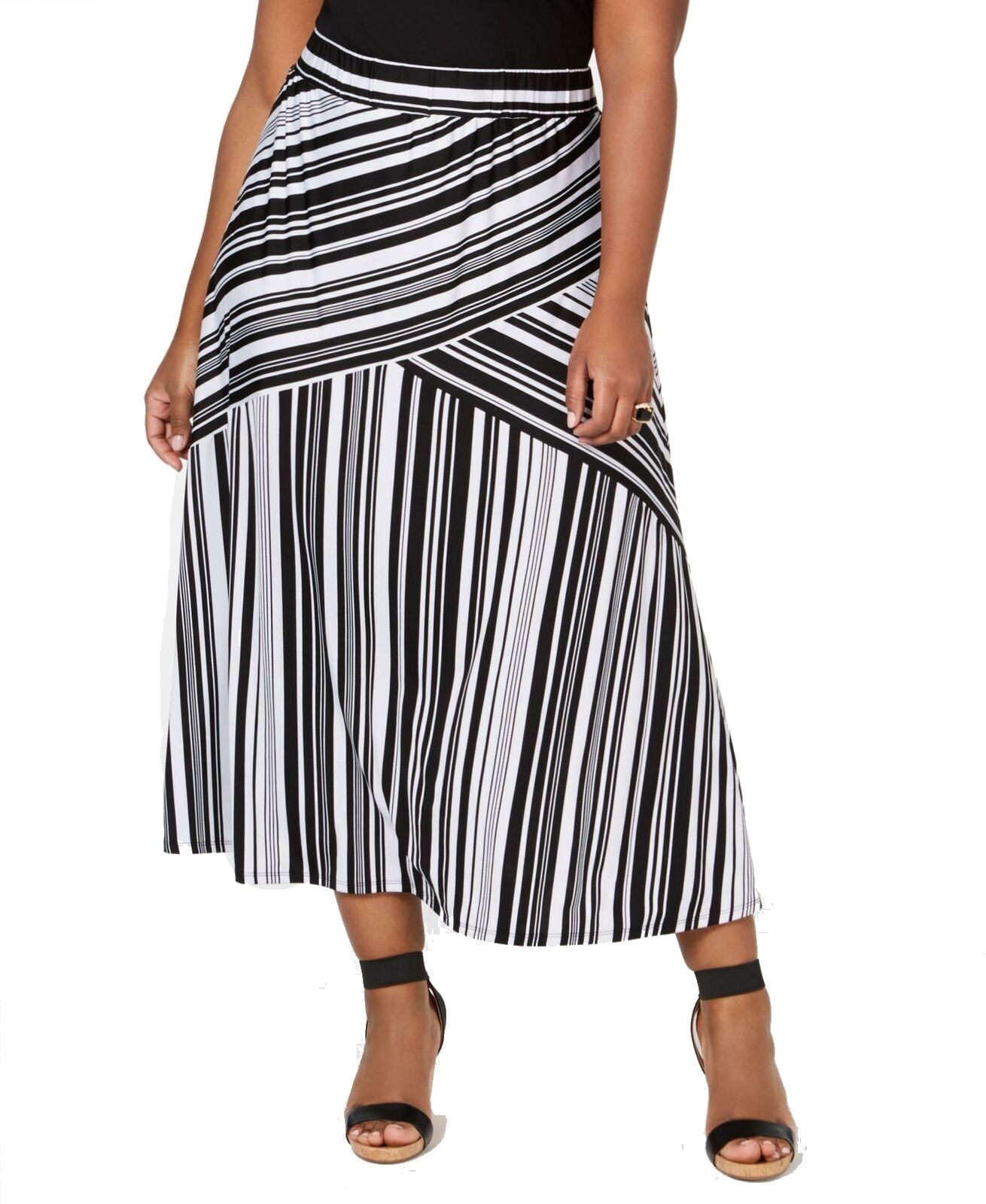 NY Collection Skirts Womens Skirt Black Plus ALine Striped 2X