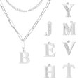 thumbnail image 1 of Deng Collar con inicial de nombre de circ贸n transparente para mujer, cadena de capa del alfabeto de acero inoxidable, Gargantilla de moda, joyer铆a familiar BFF, venta al por mayor, 1 of 2