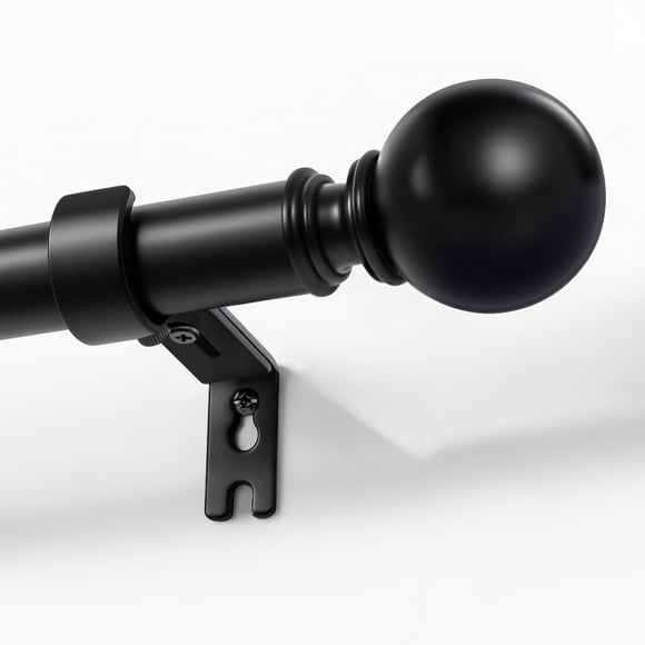 Joydeco Curtain Rod 32 to 120 Inch, 1 Inch Heavy Duty Adjustable Black Drapery Rod with Brackets, Easy Install for Living Room, B
