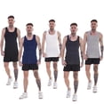 thumbnail image 4 of Keanu Mens Ribbed Cotton Blend Fitted Vest Top (Pack of 6), 4 of 4