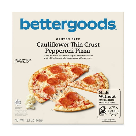 bettergoods Gluten-Free Cauliflower Thin Crust Pepperoni Pizza, 12.1 oz (Frozen)